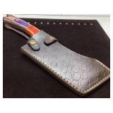 Multi-Colored Handle Cleaver with Leather Sheath