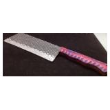 Handcrafted Cleaver with Patterned Blade and Multi