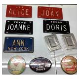 Mini License Plates and Pinback Buttons