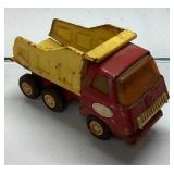 Red and Yellow Tin Toy Dump Truck, Approximately 5