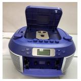 Portable Blue and White CD and Cassette Player wit