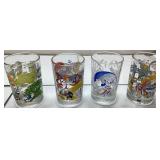 4 Cartoon Character Glass Tumblers, Approximately