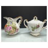 Porcelain Floral Pitcher and Lidded Sugar Bowl Set