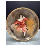 Hand-Painted Porcelain Plate Featuring Boy in Red