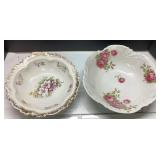 Floral Porcelain Decorative Bowls With Gilded Edge