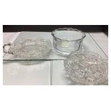 Three Pressed Glass Bowls and Server Dish