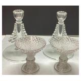 Four Clear Glass Candle Holders and Bowls