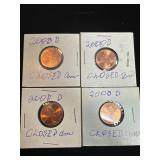 Four 2000-D and 2000-P Lincoln Cents with Closed ï¿½