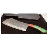 12-Inch Custom Cleaver with Multicolored Handle an