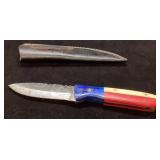 Handmade Knife with Leather Sheath and Multicolor