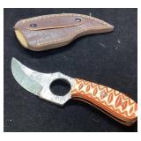 Custom Knife with Leather Sheath, Approximately 6
