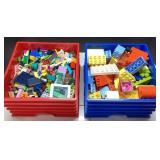 Huge Lot of Assorted Lego Bricks in Red and Blue S