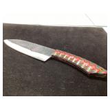 10-Inch Damascus Steel Knife with Multi-Colored Ha
