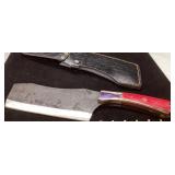Custom Handmade Cleaver with Leather Sheath, Appro