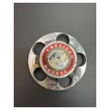 American Motors Chrome Hubcap with Red Center Embl