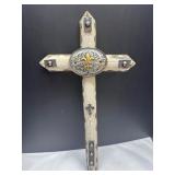 Crucifix Wall Decor With Fleur-de-Lis Accent and R
