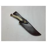 11 1/2-Inch Fixed Blade Knife with Antler Handle a