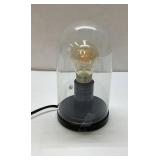Glass Dome Table Lamp with Bulb and Black Base