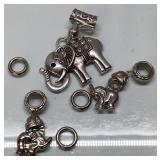 Silver-Tone Elephant Charms with Rings