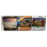 Three 1000-Piece Jigsaw Puzzles Featuring Scenic D