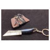 Miniature Knife with Leather Sheath and Keychain A