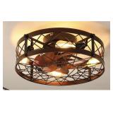 Caged Ceiling Fan with Light, Metal and ABS, Brand
