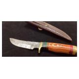 Handcrafted Knife with Multicolor Wood Handle and