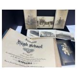 Early 1900s Ephemera Photo Postcards and Diploma