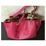 Anne Klein Pink Leather Handbag with Gold-Tone Acc
