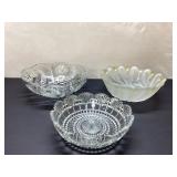 Three Decorative Glass Bowls With Gold Accents