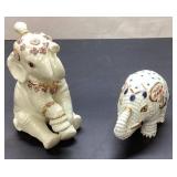 Two Ceramic Decorated Elephants
