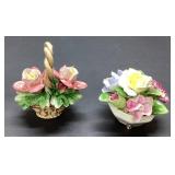 Two Handcrafted Porcelain Flower Figurines