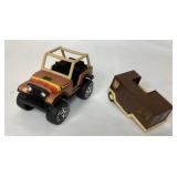 Vintage Remco Jeep and Camper Toy Set