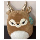 Plush Deer Toy with Gold Antlers, Approximately 17