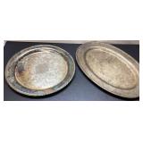 Two Silver-Plated Serving Trays, Round and Rectang