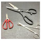 Three Scissors Including Kitchen Shears and Medica