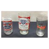 Three Budweiser and Bud Light Glasses
