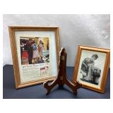 Framed Vintage Advertising Prints and Stand