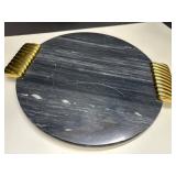 Round Marble Hot Plate with Gold-Toned Handles