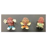 Three Plastic California Raisins Figurines