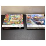 Two 2000-Piece Jigsaw Puzzles Featuring Brightly C