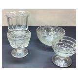 4 Clear Pressed Glass Dishes and Goblets
