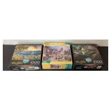 Three 1000-Piece Jigsaw Puzzles Featuring Scenic A