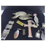 Jewelry Lot Including Brooches, Rings, and Miscell