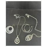 Silver-Tone Jewelry Lot With Necklaces and Earring