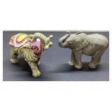 Elephant Figurines, Painted and Textured Designs,