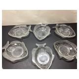 Six Clear Glass Fish-Shaped Dishes, Approximately