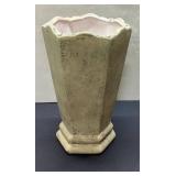 Octagonal Ceramic Vase with Light Green Exterior a