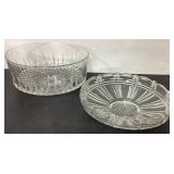 Two Clear Pressed Glass Bowls with Decorative Patt