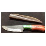 Handcrafted Knife with Brown Leather Sheath, 8 Inc